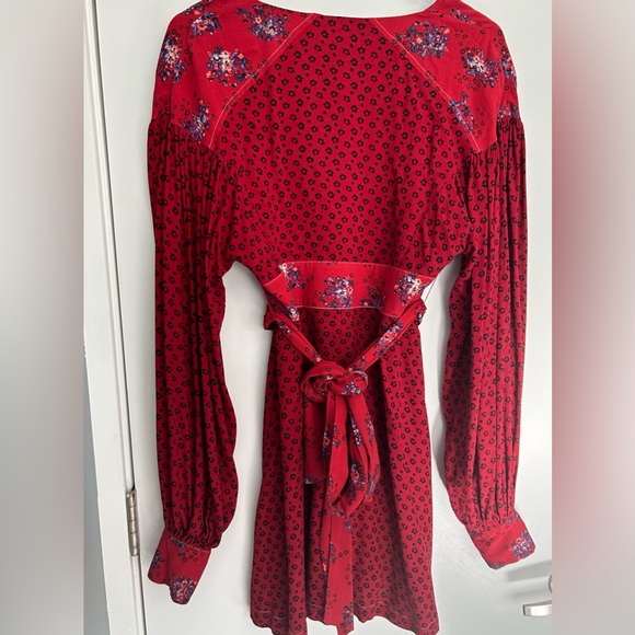 Free People Wonderland Floral Fit and Flare Long Sleeve Mini Dress Small - Picture 6 of 9
